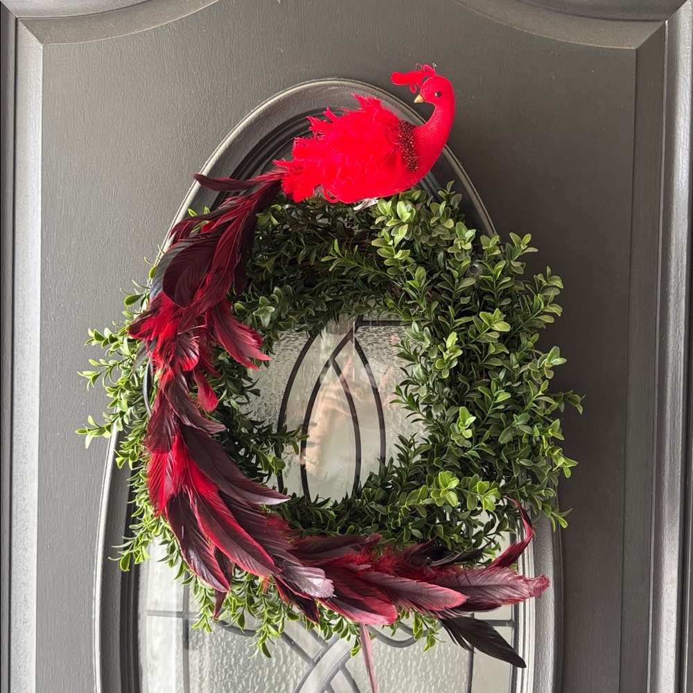 Vintage Red Feathered Bird Decorations - Christmas